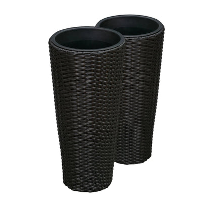 Noah Round Black Wicker Planters, 2-piece outdoor set by Fire Sense/Balkene Home on Tampa Home & Garden Store