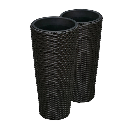 Noah Round Black Wicker Planters, 2-piece outdoor set by Fire Sense/Balkene Home on Tampa Home & Garden Store