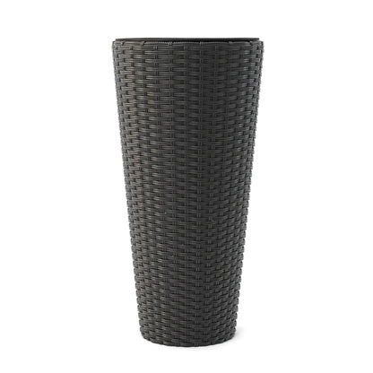 Noah round wicker planter 2-piece set in black, Fire Sense/Balkene Home outdoor furnishings on Tampa Home & Garden Store