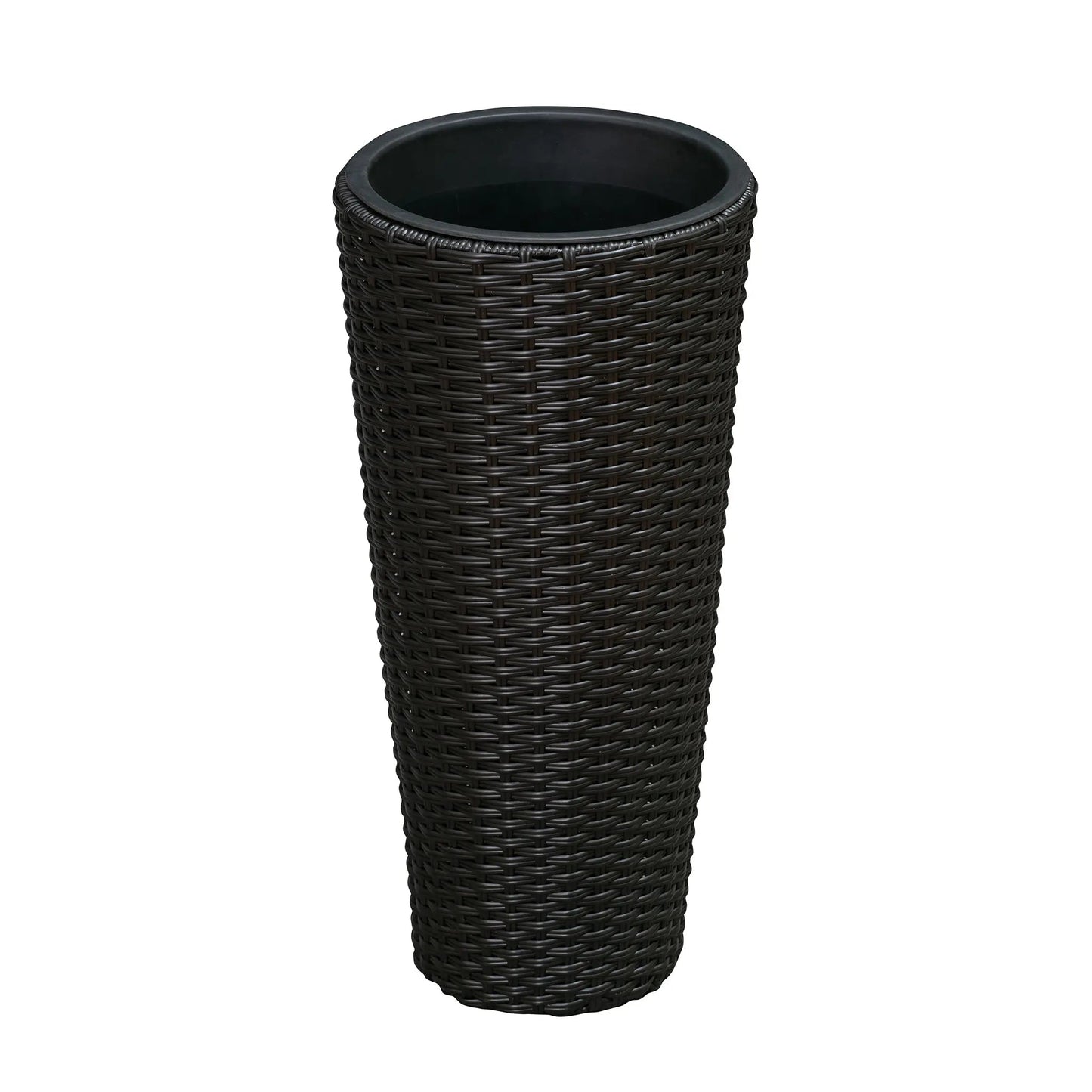 Noah Round Wicker Planter 2-Piece Set, black outdoor planters Fire Sense/Balkene Home on Tampa Home & Garden Store