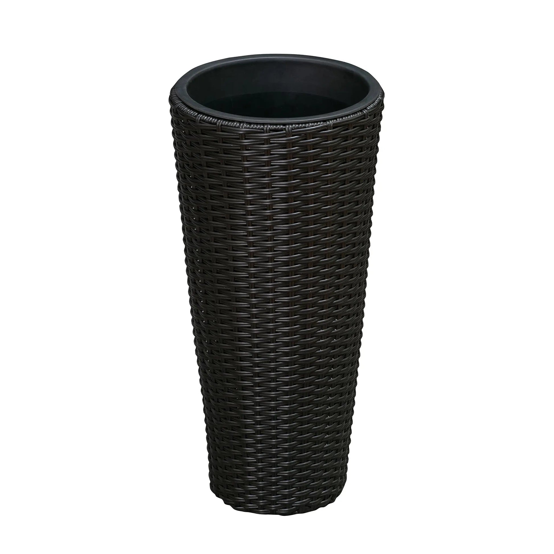 Noah Round Wicker Planter 2-Piece Set, black outdoor planters Fire Sense/Balkene Home on Tampa Home & Garden Store