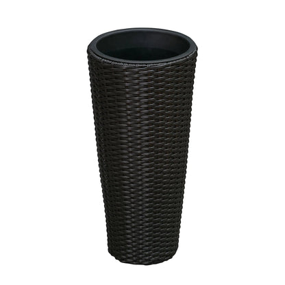 Noah Round Wicker Planter 2-Piece Set, black outdoor planters Fire Sense/Balkene Home on Tampa Home & Garden Store
