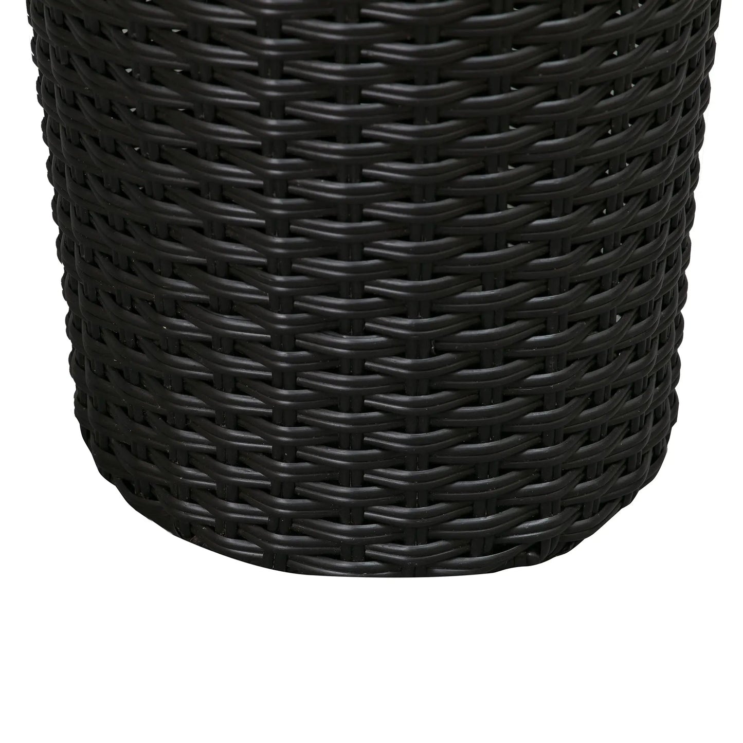 Noah Round Wicker Planter 2-piece set black outdoor planters with woven rattan-like texture on Tampa Home & Garden Store