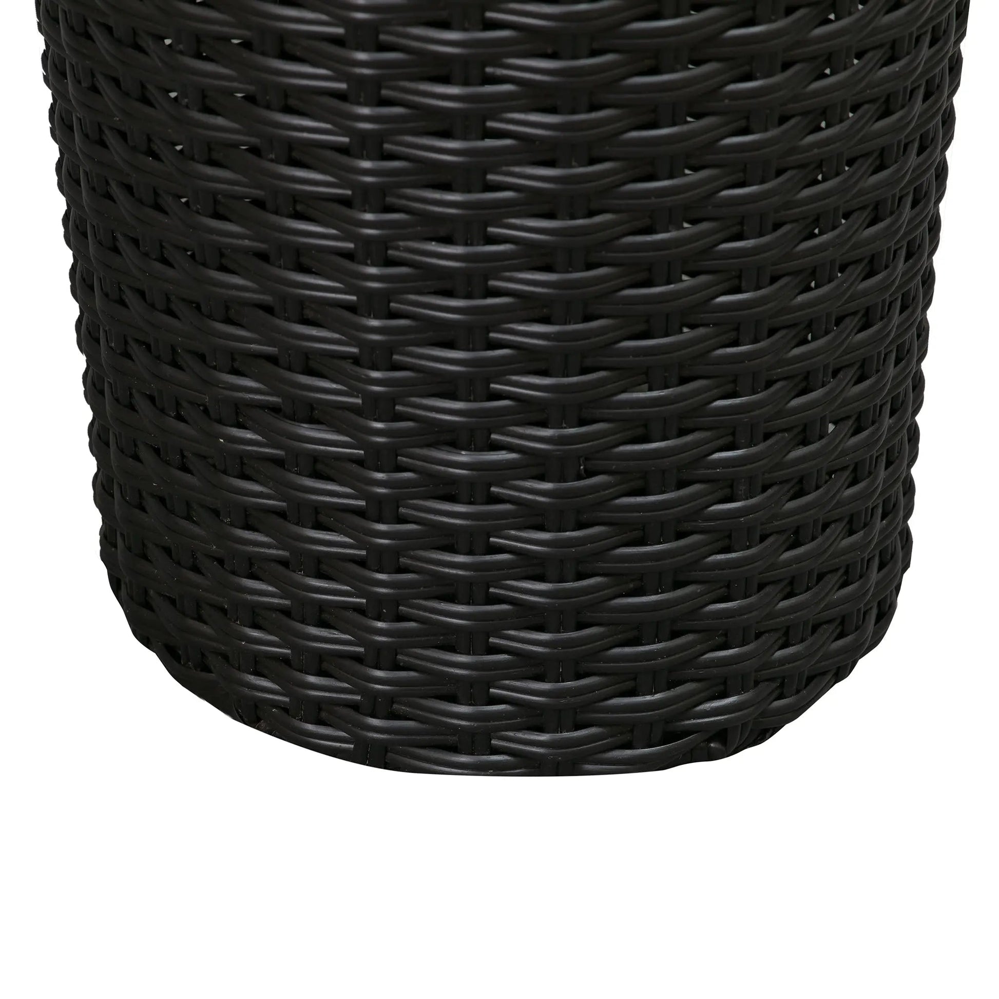 Noah Round Wicker Planter 2-piece set black outdoor planters with woven rattan-like texture on Tampa Home & Garden Store