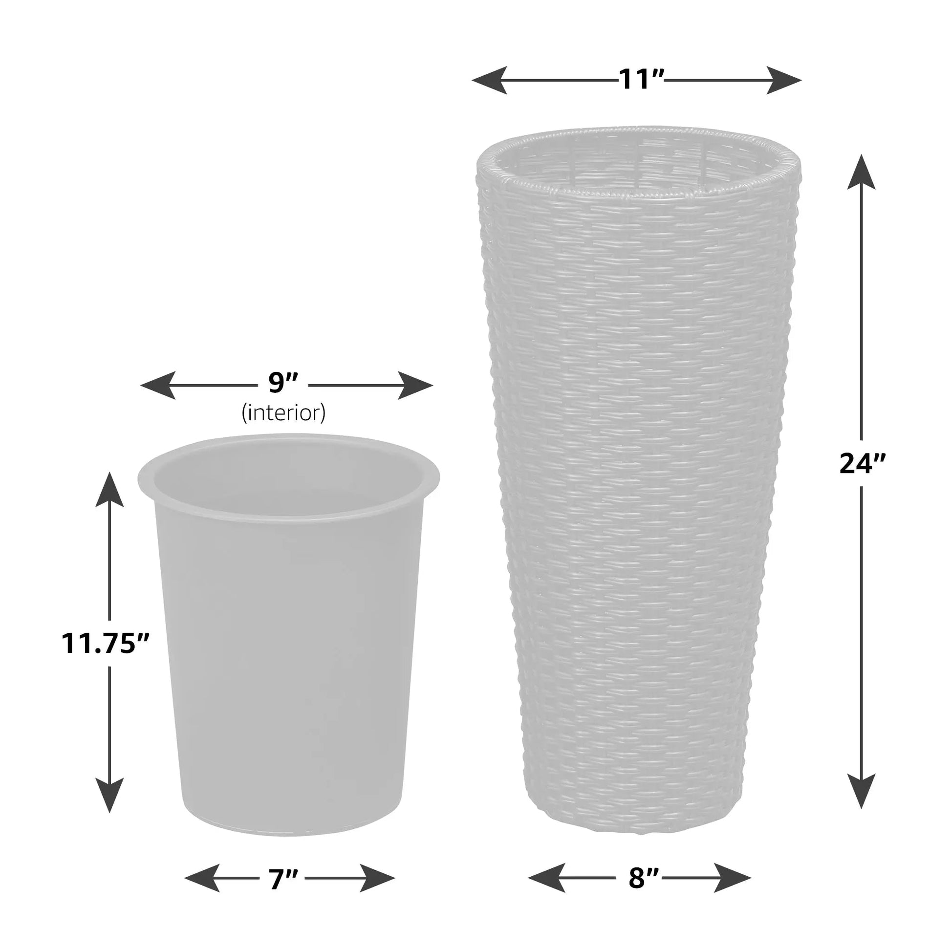 Noah Round Wicker Planter 2-Piece Set Black outdoor planters on Tampa Home & Garden Store