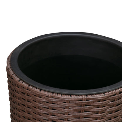 Noah Round Wicker Planter 2-piece Set, mocha brown wicker with black interior, outdoor planters on Tampa Home & Garden Store