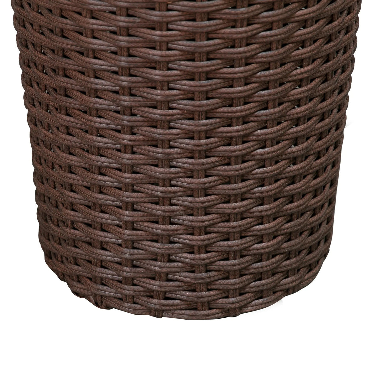 Noah Round Wicker Planter 2-piece set in mocha; close-up of dark brown woven wicker texture on Tampa Home & Garden Store