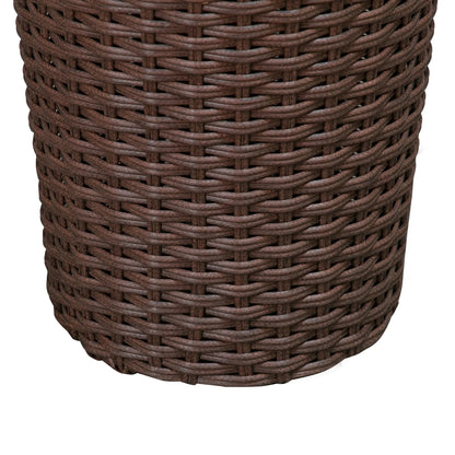 Noah Round Wicker Planter 2-piece set in mocha; close-up of dark brown woven wicker texture on Tampa Home & Garden Store