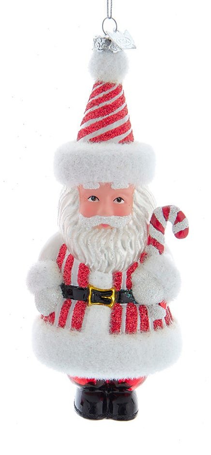 Noble Gems Glass 6 inch Santa Ornament - Striped Outfit - Tampa Home & Garden Store