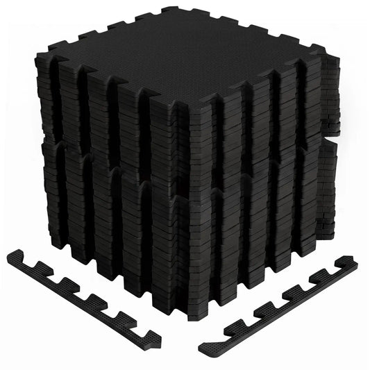 Interlocking foam floor tiles 36-pack with borders, black DirectDeals floor mats on Tampa Home & Garden Store