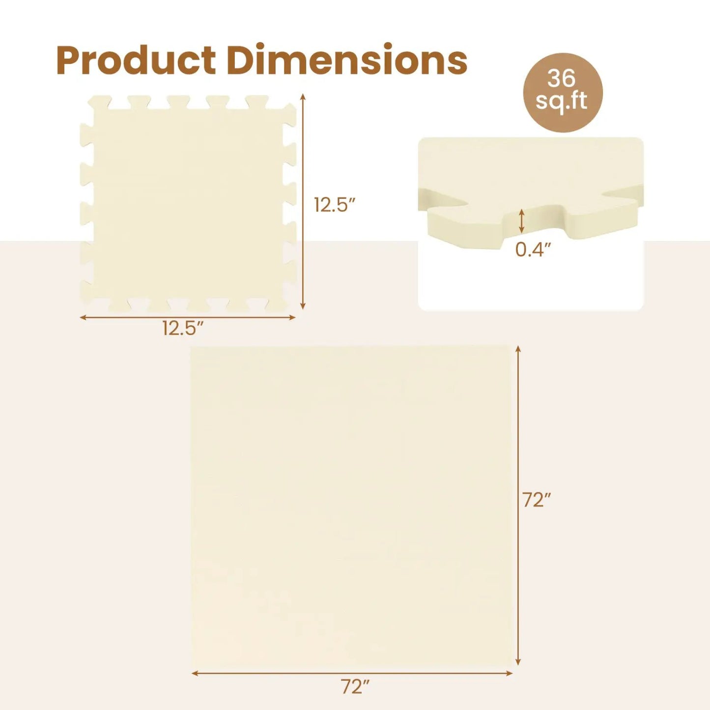 Interlocking Foam Tiles with Borders 36-Pack