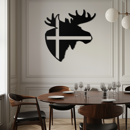 Nordic Moose Silhouette Metal Wall Art – Scandinavian Elk Head with Cross Decor for Modern Rustic Interiors- KAF415 - Tampa Home & Garden Store