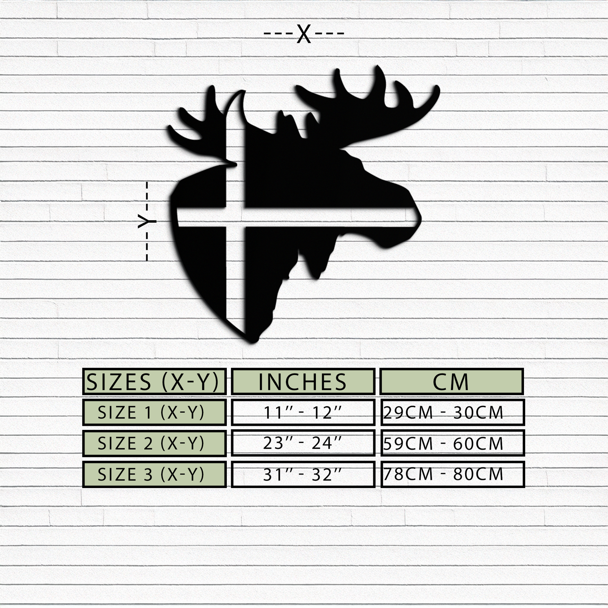 Nordic Moose Silhouette Metal Wall Art – Scandinavian Elk Head with Cross Decor for Modern Rustic Interiors- KAF415 - Tampa Home & Garden Store