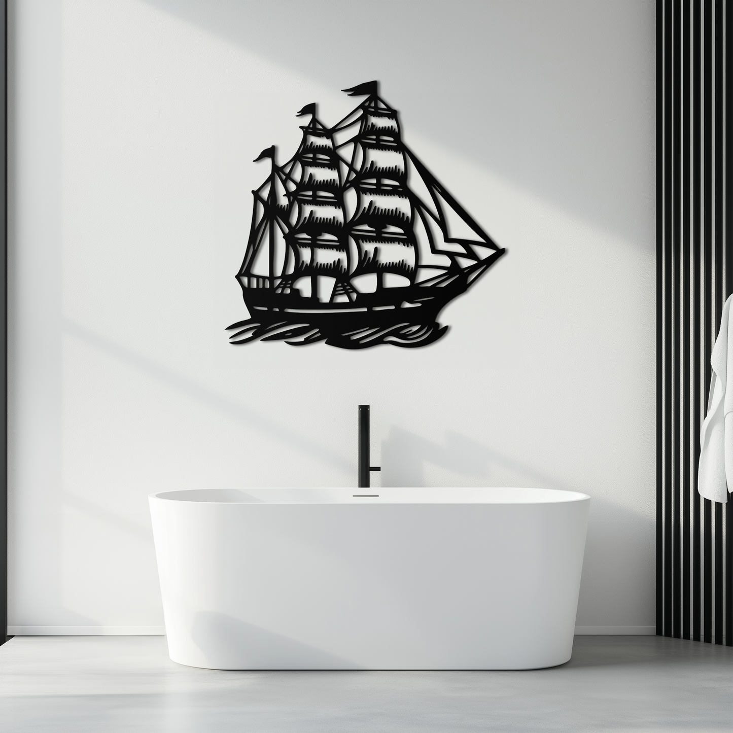 Nordic Viking Ship Metal Wall Art - Norse-Inspired Steel Decor- KAF470 - Tampa Home & Garden Store