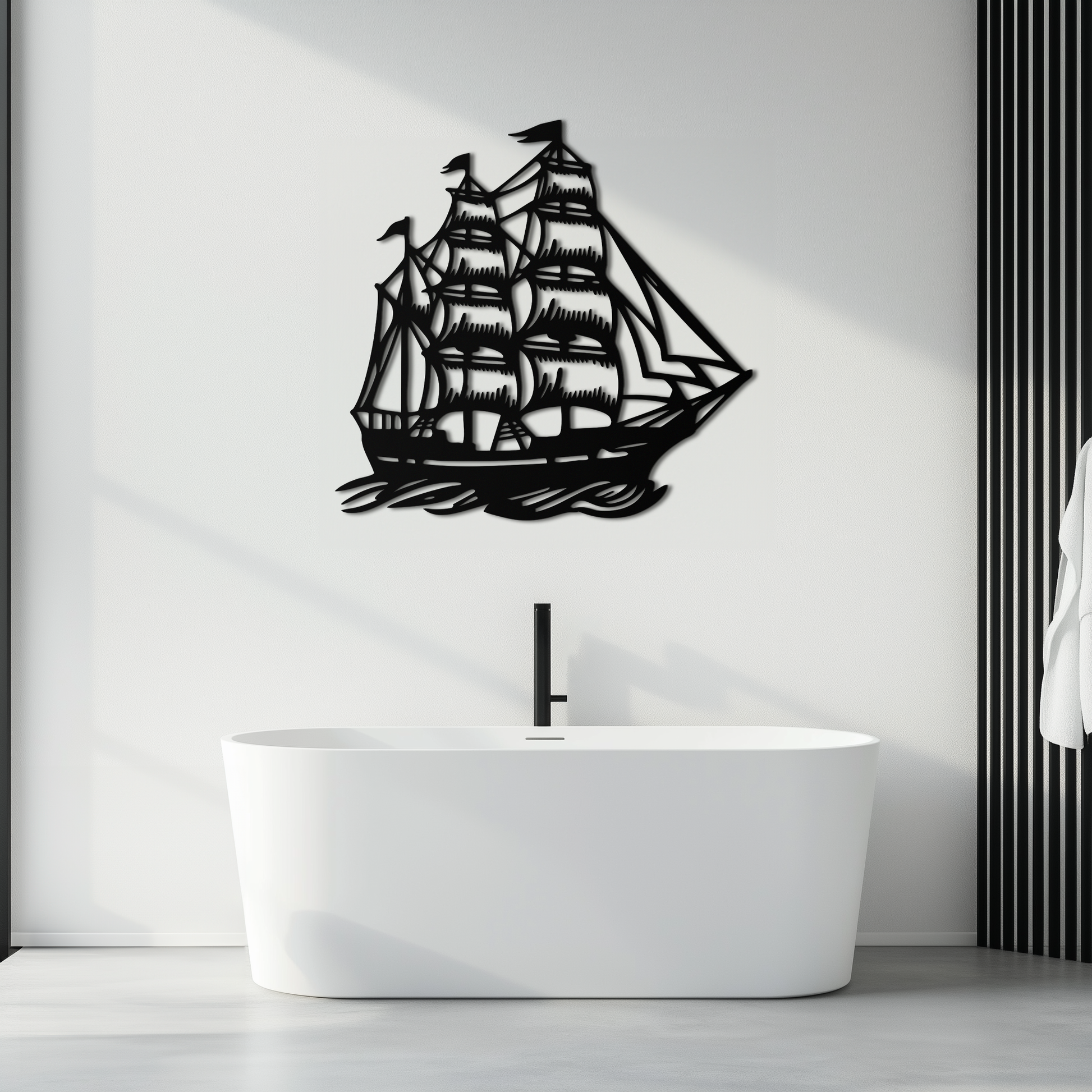 Nordic Viking Ship Metal Wall Art - Norse-Inspired Steel Decor- KAF470 - Tampa Home & Garden Store