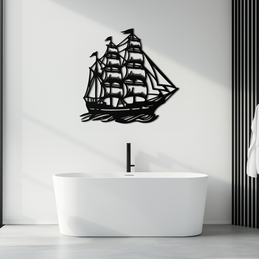Nordic Viking Ship Metal Wall Art - Norse-Inspired Steel Decor- KAF470 - Tampa Home & Garden Store