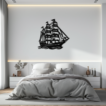 Nordic Viking Ship Metal Wall Art - Norse-Inspired Steel Decor- KAF470 - Tampa Home & Garden Store