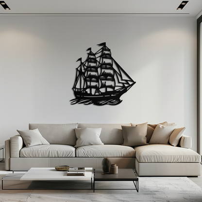 Nordic Viking Ship Metal Wall Art - Norse-Inspired Steel Decor- KAF470 - Tampa Home & Garden Store