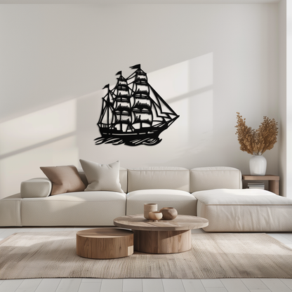 Nordic Viking Ship Metal Wall Art - Norse-Inspired Steel Decor- KAF470 - Tampa Home & Garden Store