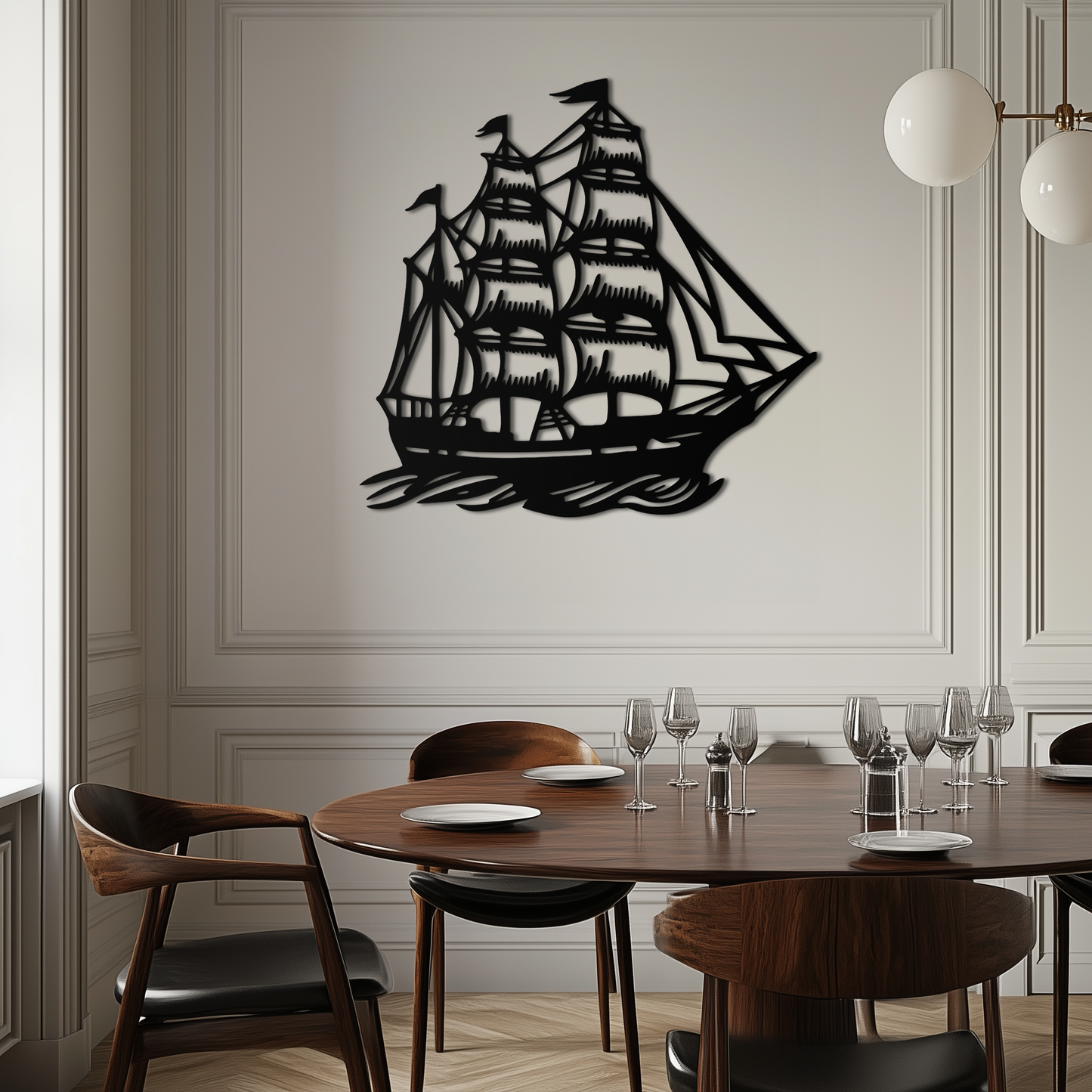 Nordic Viking Ship Metal Wall Art - Norse-Inspired Steel Decor- KAF470 - Tampa Home & Garden Store