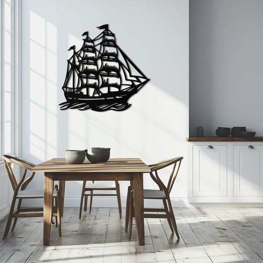 Nordic Viking Ship Metal Wall Art - Norse-Inspired Steel Decor- KAF470 - Tampa Home & Garden Store