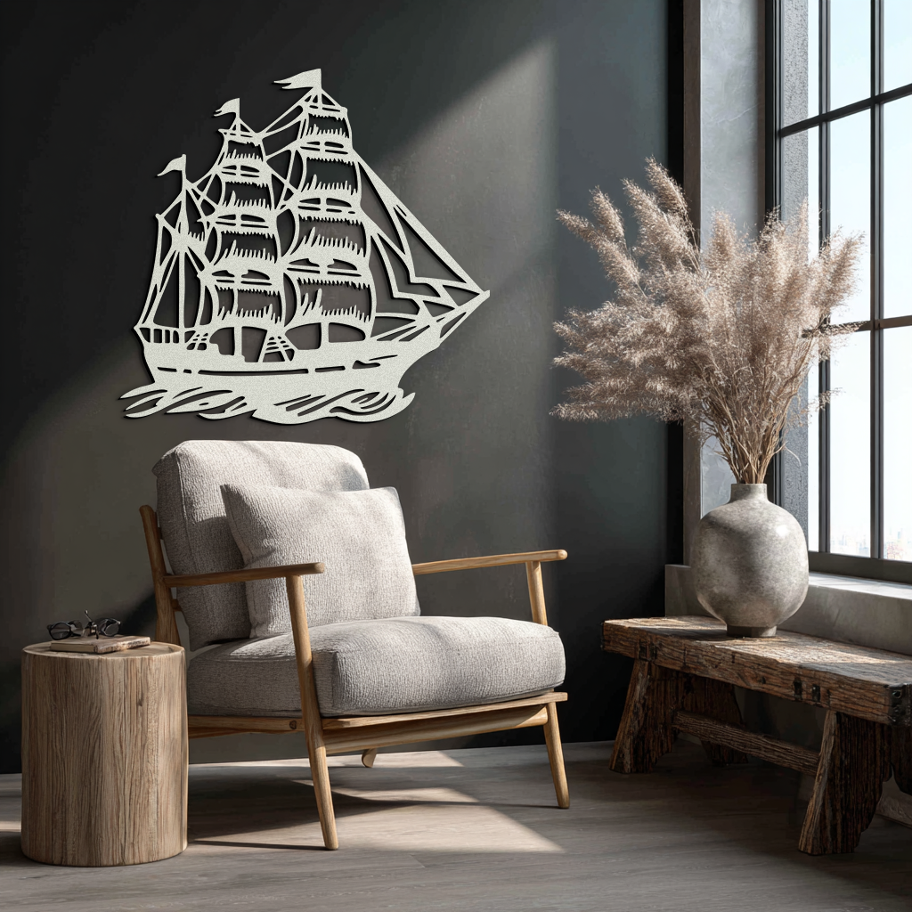 Nordic Viking Ship Metal Wall Art - Norse-Inspired Steel Decor- KAF470 - Tampa Home & Garden Store