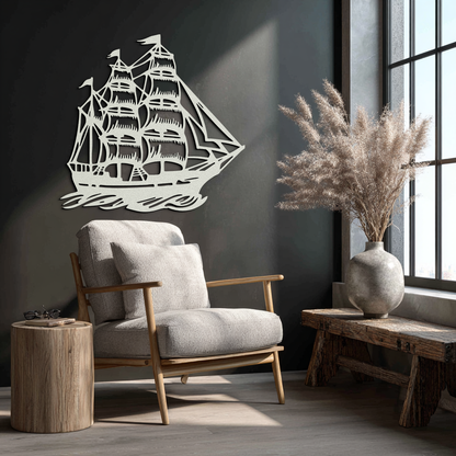 Nordic Viking Ship Metal Wall Art - Norse-Inspired Steel Decor- KAF470 - Tampa Home & Garden Store