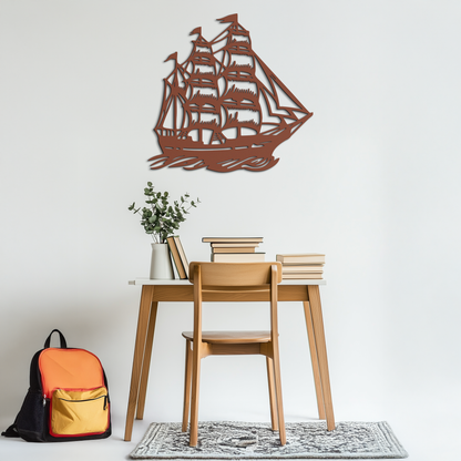 Nordic Viking Ship Metal Wall Art - Norse-Inspired Steel Decor- KAF470 - Tampa Home & Garden Store