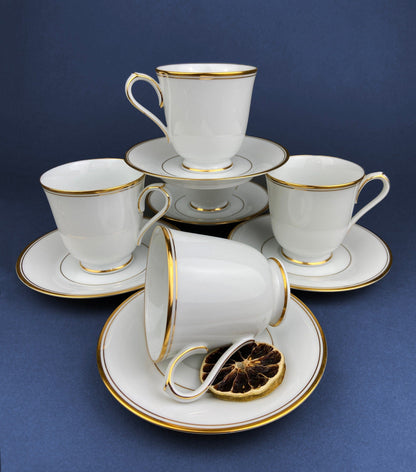 Noritake Allison Tea Set: Gold Band China Cups and Saucers (Set of Five) - Tampa Home & Garden Store