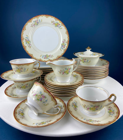 Noritake Dinner Set. Sheridan U.S. Design. 4 Dinner Plates, Large Oval Serving Bowl, 8 Cups & Saucers. Classic Minimal Look. - Tampa Home & Garden Store