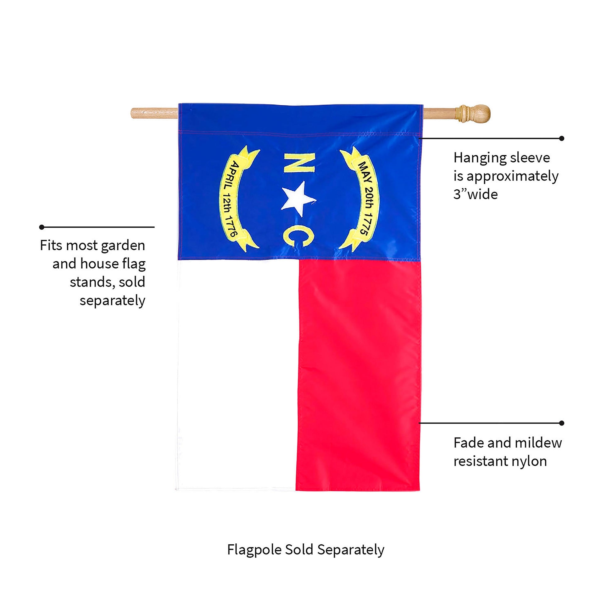 North Carolina State Flag House Applique Flag - Tampa Home & Garden Store