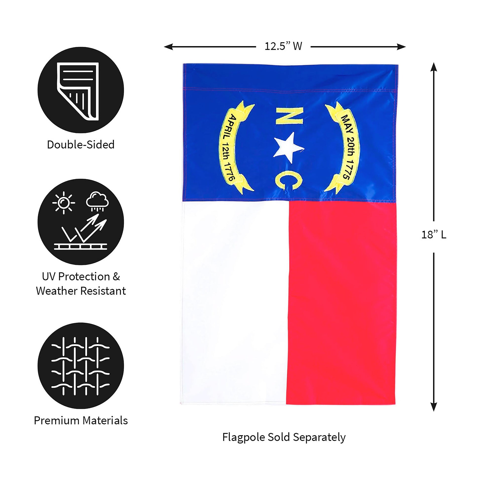 North Carolina State Garden Applique Flag - Tampa Home & Garden Store