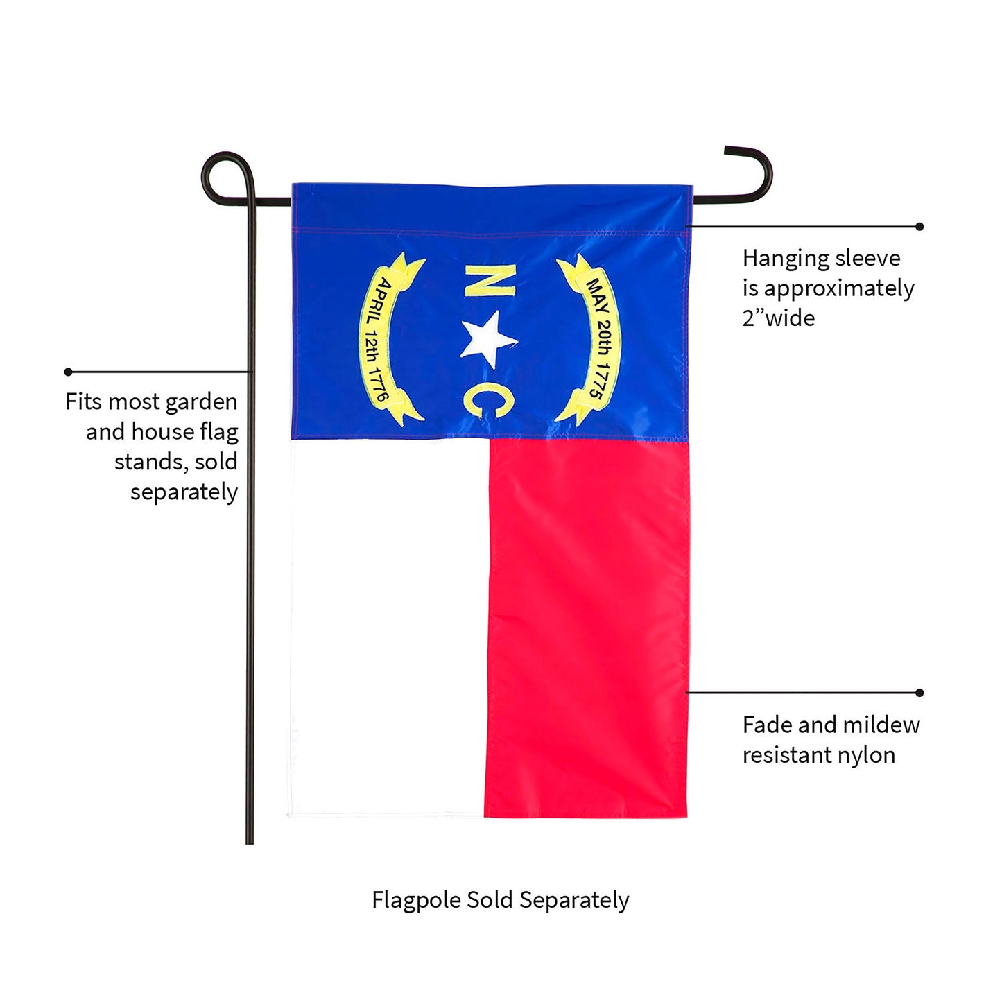 North Carolina State Garden Applique Flag - Tampa Home & Garden Store
