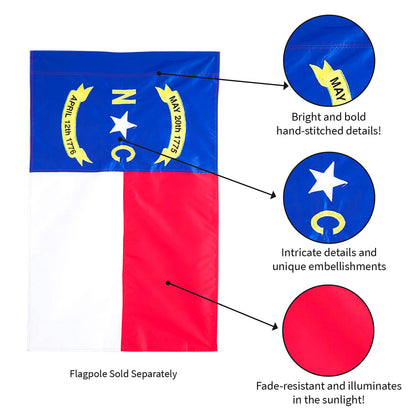 North Carolina State Garden Applique Flag - Tampa Home & Garden Store