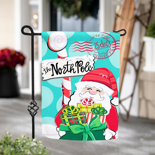 North Pole Welcome Burlap Garden Flag - Tampa Home & Garden Store