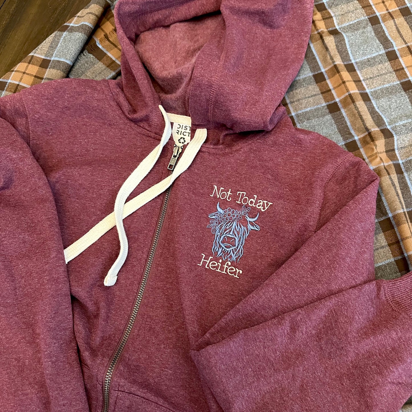 Not Today Heifer Highland Coo Embroidered Zipper Sweatshirt Hoodie - Tampa Home & Garden Store