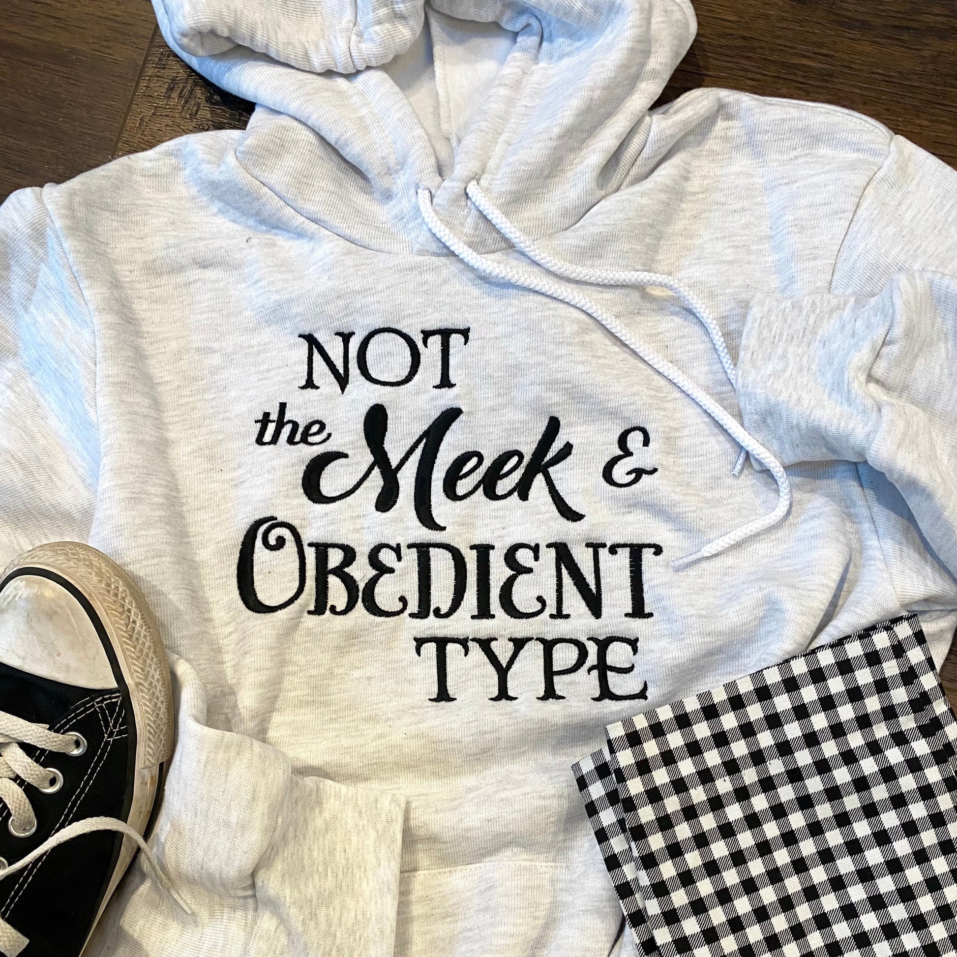 Not the Meek and Obedient Type Embroidered Soft Fleece Unisex Sweatshirt Hoodie - Outlander Inspiration - Tampa Home & Garden Store