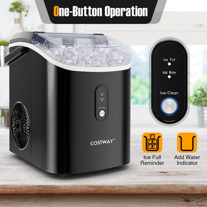 Máquina de hielo de mostrador tipo Nugget con hielo masticable suave tipo pellet - Negra