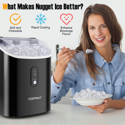 Máquina de hielo de mostrador tipo Nugget con hielo masticable suave tipo pellet - Negra