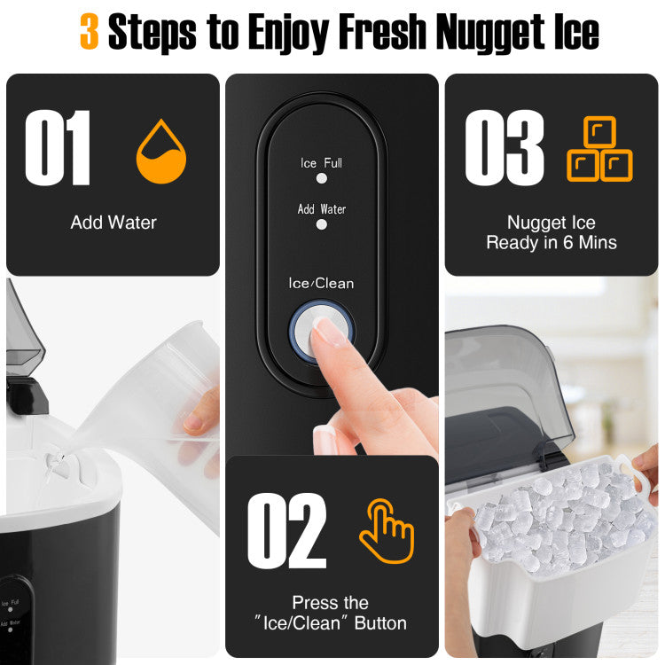 Máquina de hielo Nugget para encimera con hielo masticable suave