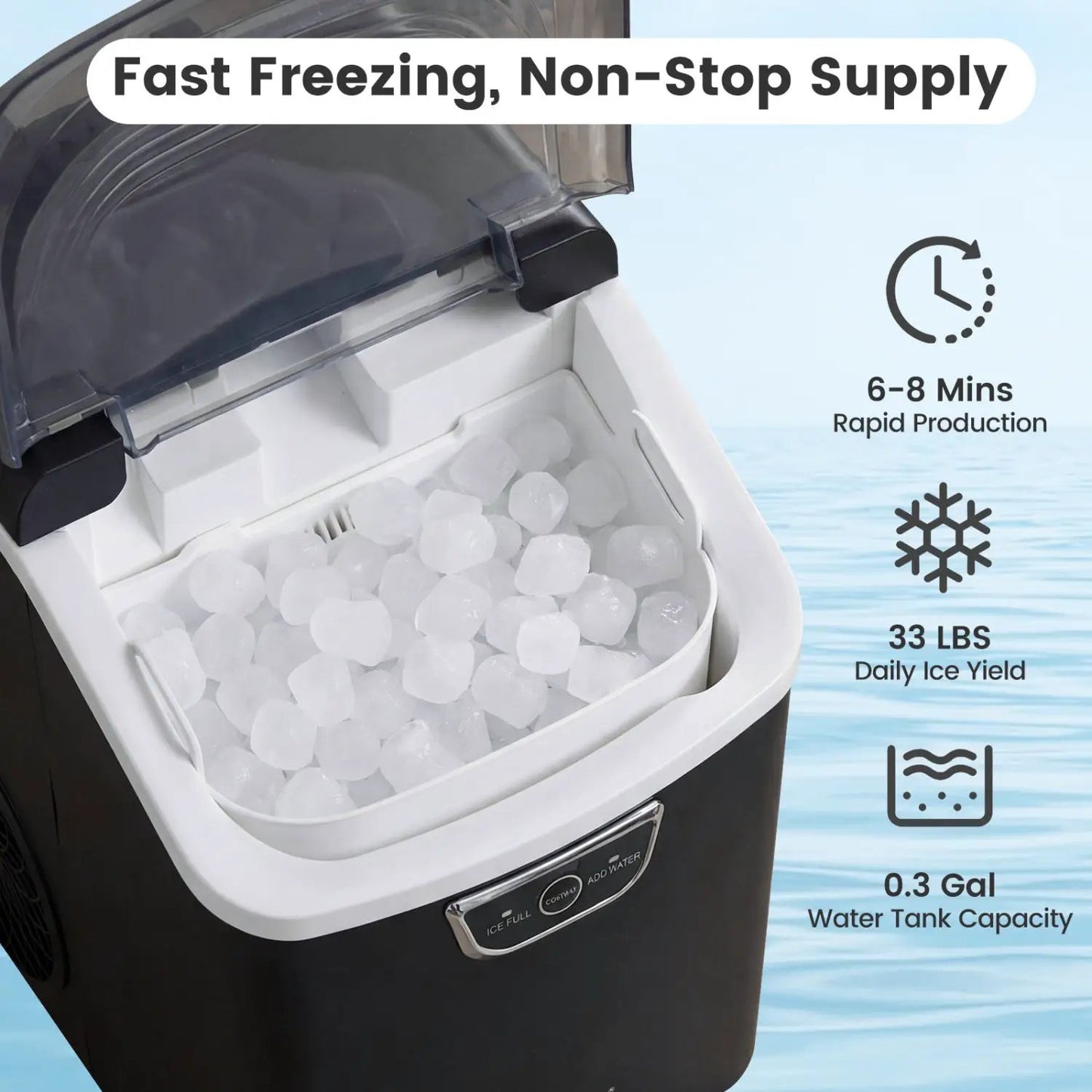Nugget Ice Maker Countertop with Audible Alarm