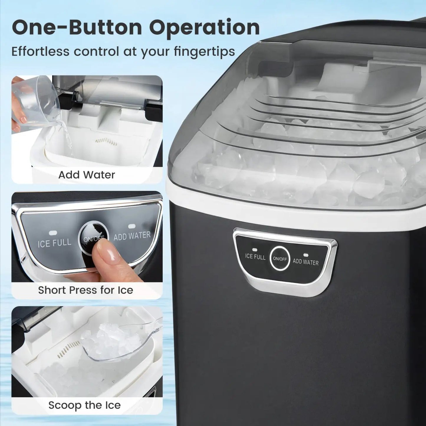 Nugget Ice Maker Countertop with Audible Alarm