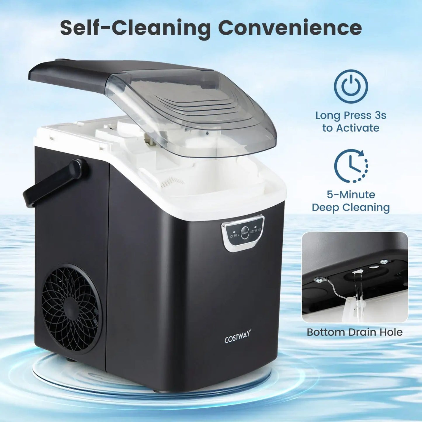 Nugget Ice Maker Countertop with Audible Alarm