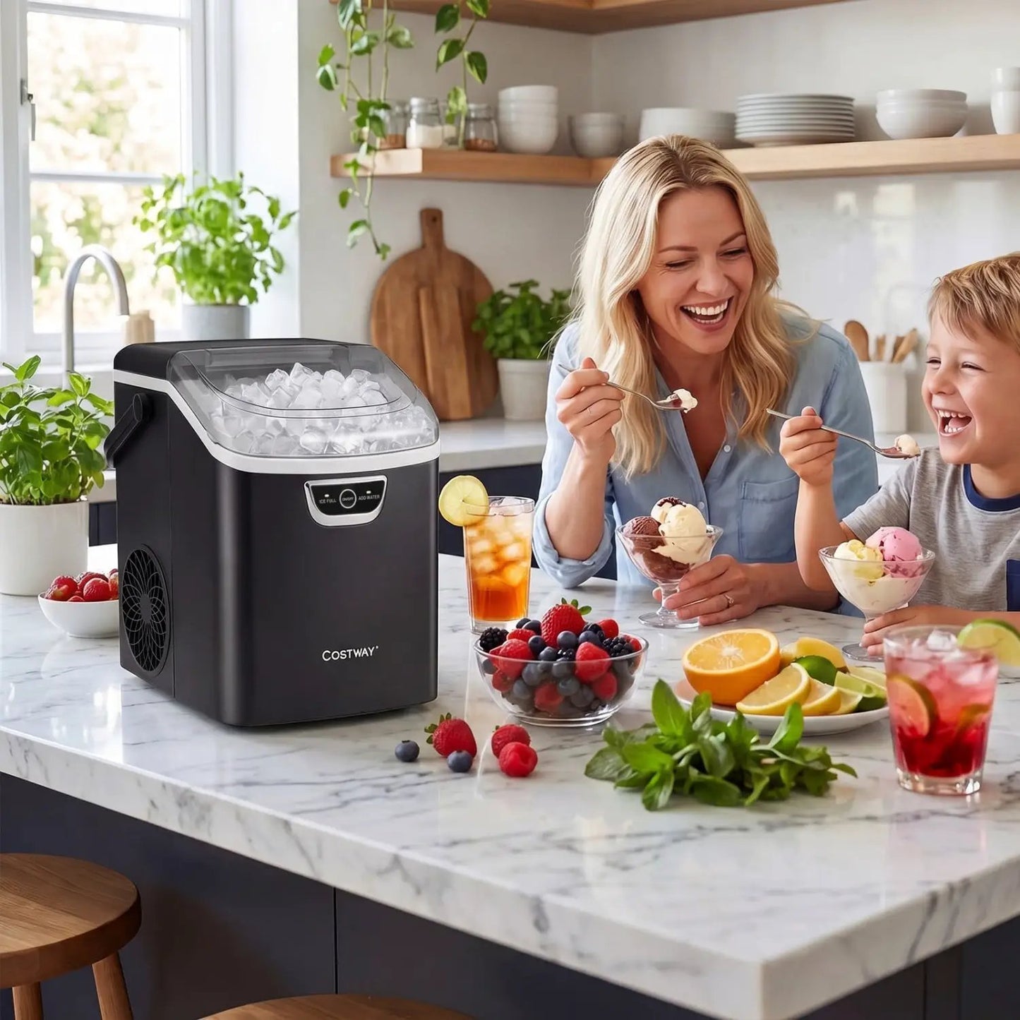 Nugget Ice Maker Countertop with Audible Alarm