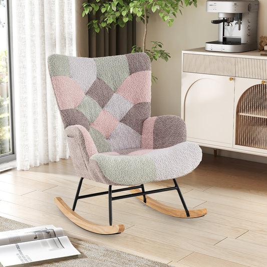 Mecedora de guardería con reposabrazos ergonómicos y respaldo alto para sala de estar
