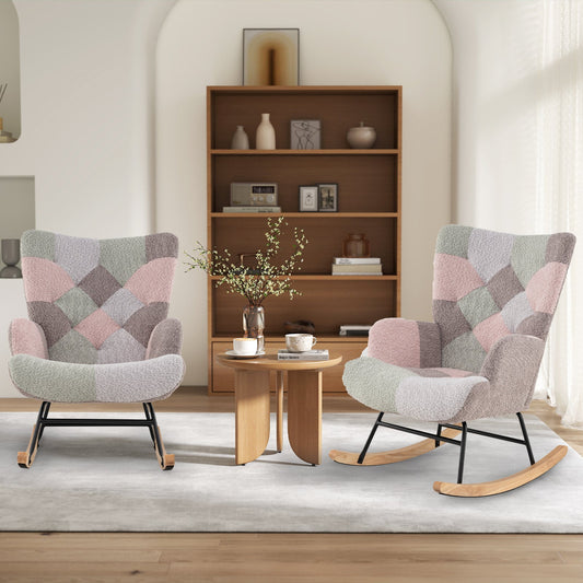 Mecedora de guardería con reposabrazos ergonómicos y respaldo alto para sala de estar