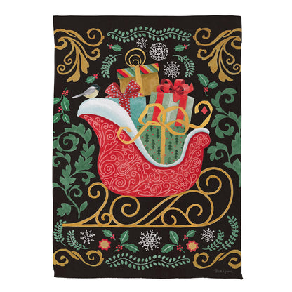 Nutcracker & Sleigh Suede House Flag - Tampa Home & Garden Store