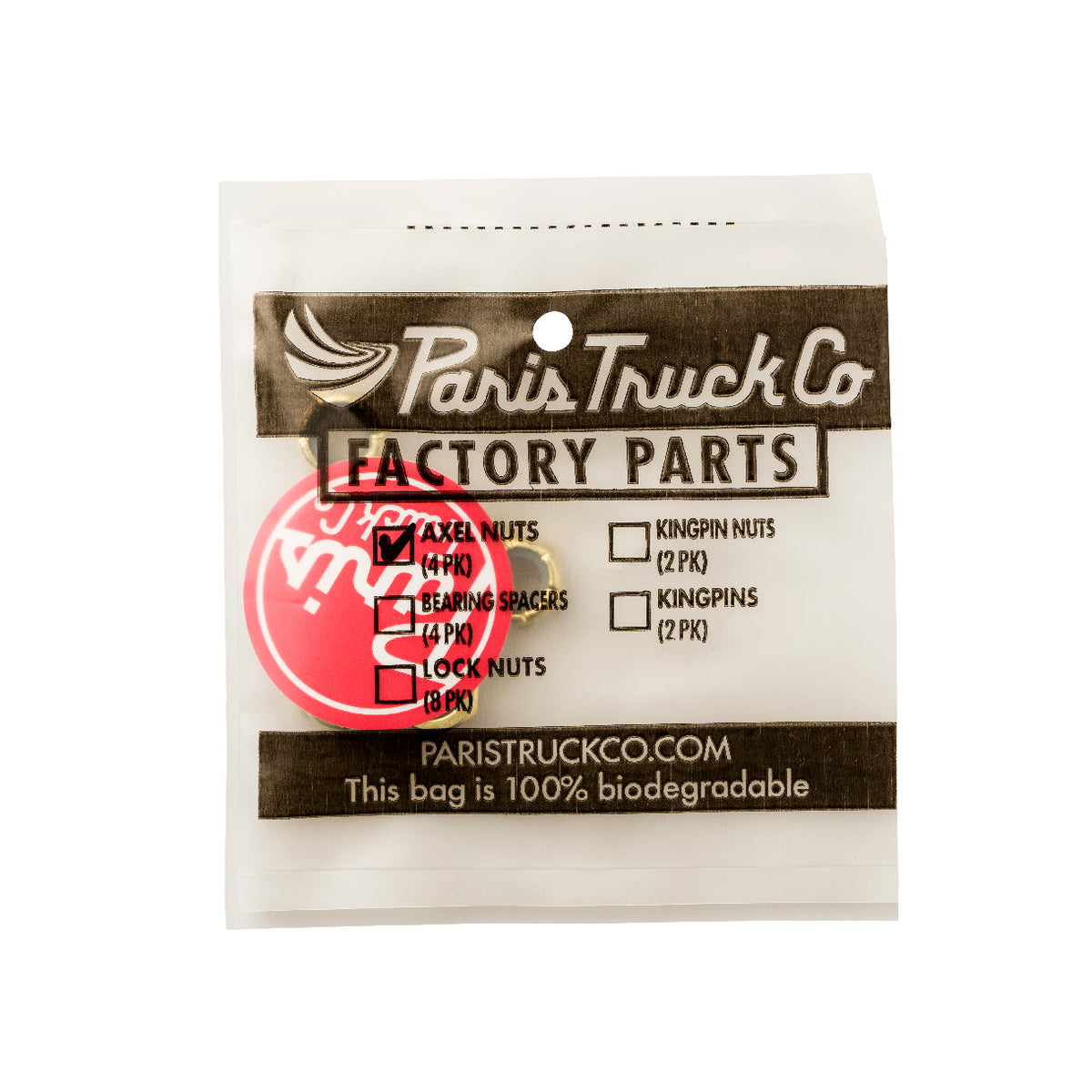 Paris Hardware Axle Nuts - Gold, 4 pack, Paris Truck Co accessories on Tampa Home & Garden Store