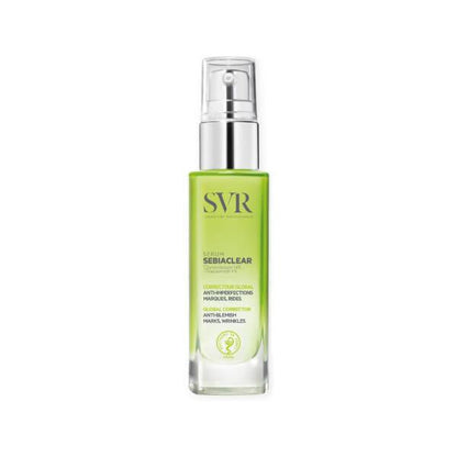 SVR Sebiaclear Serum bottle with pump, green hue, 30ml, Beauty Care Bag on Tampa Home & Garden Store