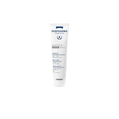 IsisPharma Glyco-A night cream tube, white with blue label, 25% glycolic acid on Tampa Home & Garden Store